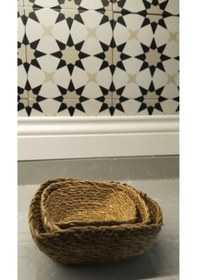 Resim Handmade Kare Mini Sepet Seti 3lü 