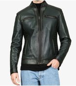 Resim shop Hakiki Deri Spor Kapüşonsuz Kuzu Derisi Erkek Mont 