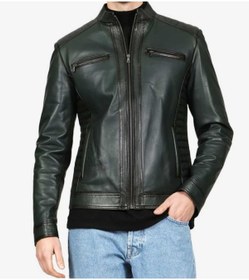 Resim shop Hakiki Deri Spor Kapüşonsuz Kuzu Derisi Erkek Mont 