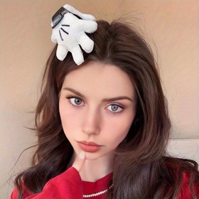 Resim 1 Adet Disney Mickey Mouse El Saç Tokası - Sevimli 3D Tasarım, Beyaz/Siyah, Orta Boy, Sevgililer Günü veya Günlük Stil için Mükemmel, Şık Saç Aksesuarı, Eğlenceli Tasarım 