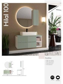 Resim Evros Hilal 100 Cm Banyo Dolabı Yeşil 