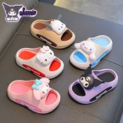 Resim Kızlar için for kuromi ve for hello kitty desenli gerçek Sanrio kaymaz yumuşak tabanlı terlikler, banyoda aile kullanımına uygun, tüm mevsimler için mükemmel. 