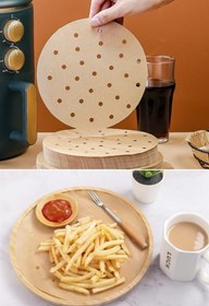 Resim mutfakfoni Airfryer Pişirme Kağıdı 100 Adet Tek Kullanımlık Hava Fritözü Yuvarlak Delikli 