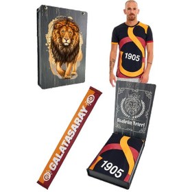 Resim Galatasaray Lisanslı Arma T-Shirt +Şal Atkı Set Kutulu 001 