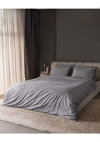 Resim Madame Coco Andre Çift Kişilik Pamuklu Jakarlı Saten Nevresim Takımı - Açık Gri Gri 