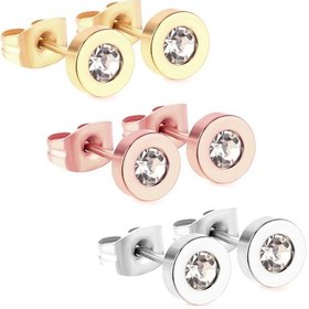 Resim Luxusteel 3 Çift Paslanmaz Çelik Top Küpe Kulak Kıkırdak Piercing Seti Titanyum Kaplama 