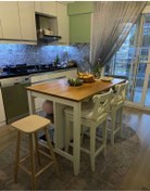 Resim Geppetto Home Ahşap Kare Bar Tabure Sandalye 