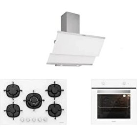Resim Beyaz Cam Ankastre Set 5 Yıl Garanti 3420 (Classy 60+CS5365W01+BO6501W01) 