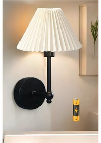 Resim Modern Tasarım Umbrella Pilli Aplik Pileli Krem Abajur Kablosuz Tak Çalıştır Siyah Gövde Sarı 