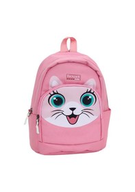 Resim Sevimli Kedi Figürlü Pembe Anaokulu Kreş Çantası 4 Bölmeli Kız Çocuk Sırt Çantası Pembe 