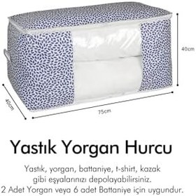 Resim Pencereli Yaprak Lacivert Büyük Boy Yastık Yorgan Kazak Hurcu / 75X40X40 