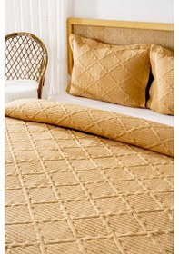 Resim Rivaistanbul Edda Hardal Nakışlı Çift Kişilik Yatak Örtüsü Takımı 3 Parça Uyku Seti Hardal 