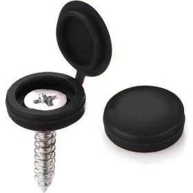 Resim Hobi Demir Sanat 100 ADET Menteşeli Siyah Plastik Vida Kapağı, Vida Gizleme Kapağı, Vida Kapağı, Mobilya Vida Kapağı 