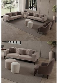 Resim Regnar 3+3+1+1 Koltuk Takımı Sütlü Kahve + Kahverengi Sütlü Kahve-kahverengi 