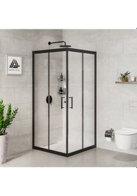 Resim Vesta D100 Kare Duşakabin Siyah Profil Şeffaf Cam H: 190 Cm Diğer 