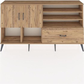 Resim Arges Konsol 7 Raflı Tek Çekmeceli 2 Kapaklı 176x30x99 Çam-çam Atlas Çam - Atlas Çam 