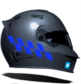 Resim Reflektif Mavi Damalı Kask Motosiklet Sticker Takımı Çınar Extreme 