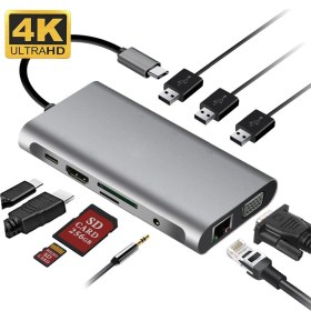 Resim Daytona FC31 Macbook Uyumlu Type-C™ UBS-C to 3* USB 3.0 4K 1080p HD HDMI VGA RJ45 Pd Aux Sd Tf 10IN1 Çevirici Hub Adaptör 