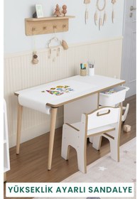 Resim 3 Çekmeceli Aktivite Masası Çocuk Masa Sandalye Seti Oyuncak Dolabı -tek Sandalyeli -rulo Seti Dahil Çok Renkli 