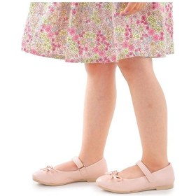 Resim Kiko Kids Fiyonklu Cırtlı Kız Çocuk Babet Ayakkabı 201 Cilt Pudra 001 