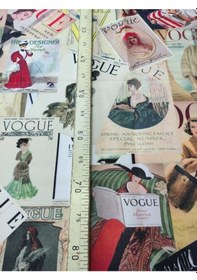 Resim Vogue Eski Dergi Kapakları Desenli Dijital Kumaş 