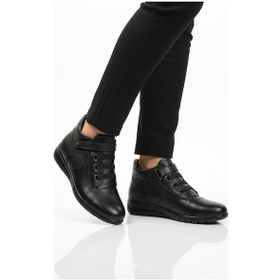 Resim Siyah Hakiki Deri Cırtlı Anatomik Kadın Bot Plv1540 Z Siyah 