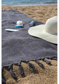 Resim Coastline Antrasit Çift Tarafı Bukle 100x180 Cm Boyasız %100 Organik Pamuk Saçaklı Plaj Havlusu Antrasit 