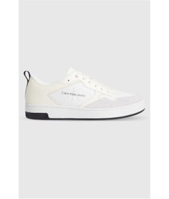 Resim Calvin Klein Erkek Logolu Bağcıklı Deri Bej Sneaker Ym0ym00574-0f6 
