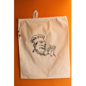 Resim Emtory Home Büyük Boy Chef Baskılı Askılı Bakliyat & Ekmek Torbası 50X40CM 