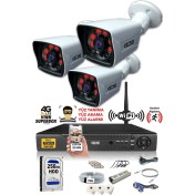 Resim Ids - 3 Kameralı 5 Mp Sony Lensli 1080P Full HD Güvenlik Kamerası Sistemi - Cepten İzle - 250 Dış 