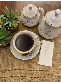 Resim Gold Yaldızlı Beyaz İftar Sonrası Çay Keyfi Peçete 6x12 Cm 