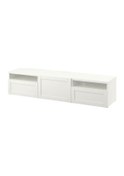 Resim Tv Sehpası, Beyaz, 180x42x39 Cm, Hanvıken, Fren Raylı Beyaz 