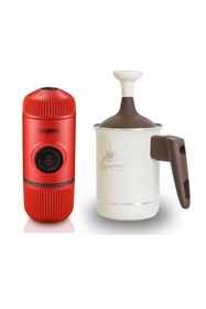 Resim Wacaco Nanopresso Manuel Espresso Makinesi Kırmızı & Pedrini Süt Köpürtücü 0,5 Lt 