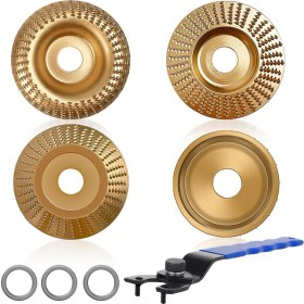 Resim VintageVo 5 Adet Ahşap Oyma Disk 4 Inç Veya 4-1/2in Açılı Öğütücü, Düz Ark Eğik Paralel Taşlama Tekerlekleri Anahtarlı (Yurt Dışından) 