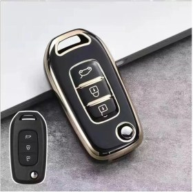 Resim Gma Keys Lüx Renault Taliant 3 Buton Sustalı Nano Anahtar Kılıfı Siyah Gold Altın Renk 1.ci Kalite 