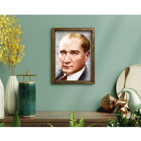Resim Bk Home Atatürk Tasarımlı Doğal Masif Ahşap Çerçeveli Tablo-34 (551056283) 
