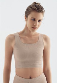 Resim Artış Kalın Askılı Crop Top Fitilli Spor Büstiyer C02 