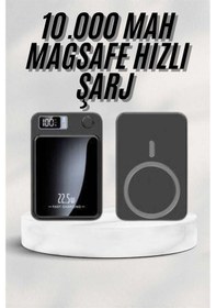 Resim Taşınabilir Şarj Magsafe Powerbank 10.000 Mah Hızlı Şarj Led Göstergeli Kablosuz 