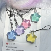 Resim 5 adet Sevimli Jelly Reçine Yıldız Telefon Şansları - Pastel Pembe, Yeşil, Mavi, Mor ve Turuncu Glitterli Beş Yıldızlı Yıldız Kolyeler Sırt Çantaları, Mobil Telefonlar ve Çift Hediyeleri için, Sevimli Telefon Şansları 