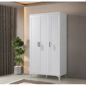 Resim GuneyStore Paris 3 Kapaklı Komple MDF Beyaz Gardırop 