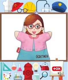 Resim Tox Öğretmen Meslekler Keçe El Kukla T330 . Eğitici Oyuncak 