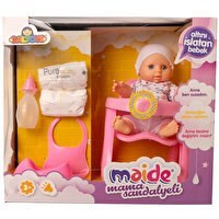 Resim Konuşan Maide Bebek Mama Sandalyeli Oyun Seti Çiçek Tişörtlü 