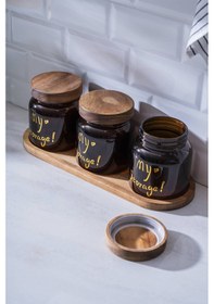 Resim Acar Pierre Akasya Kapaklı Kavanoz Seti - 12 Cm Kahverengi 