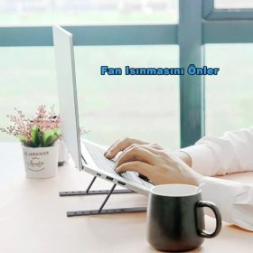 Resim Taşınabilir 10 Kademeli Sert Plastik Laptop Stant Bilgisayar Stant Notebook Stant Tüm Laptoplarla Uyumlu Bilgisayar Standı Taşınabilir Kaymaz Stant Dizüstü Bilgisayar Stantı 