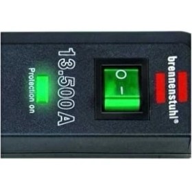 Resim Brennenstuhl Eco Line 1,5 m Uzunlukta 13.500A Akım Koruyucu Priz Işıklı Anahtar ve Çocuk Koruması 