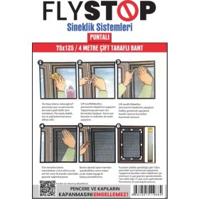 Resim Pencere Cam Sineklik Sinek Tülü Tek Kanat Sineklik 75X125 cm 4 Metre Çift Taraflı Bant PUNTALI 