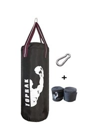 Resim Boks Torbası Eldiven, Karabina Ve Bandaj Hediyeli İçi Dolu 50x20 Cm Siyah Çok Renkli 