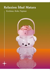 Resim Relaxion Boyun Askılıklı, Hediyeli, İthal Lüx Pembe Ayıcıklı Matara 1100 Ml. 449 Açık Pembe 