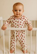 Resim anne dokunuşu gibi KUZUM BEBE 2’li Fitilli Kumaş Çilek Desenli Kız Bebek Çocuk Alt Üst Pijama Takımı 