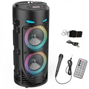 Resim Polham 1800mAh Şarjlı RGB Işıklı Mikrofonlu Taşınabilir Bluetooth Hoparlör, Kumanda ve Mikrofonlu 